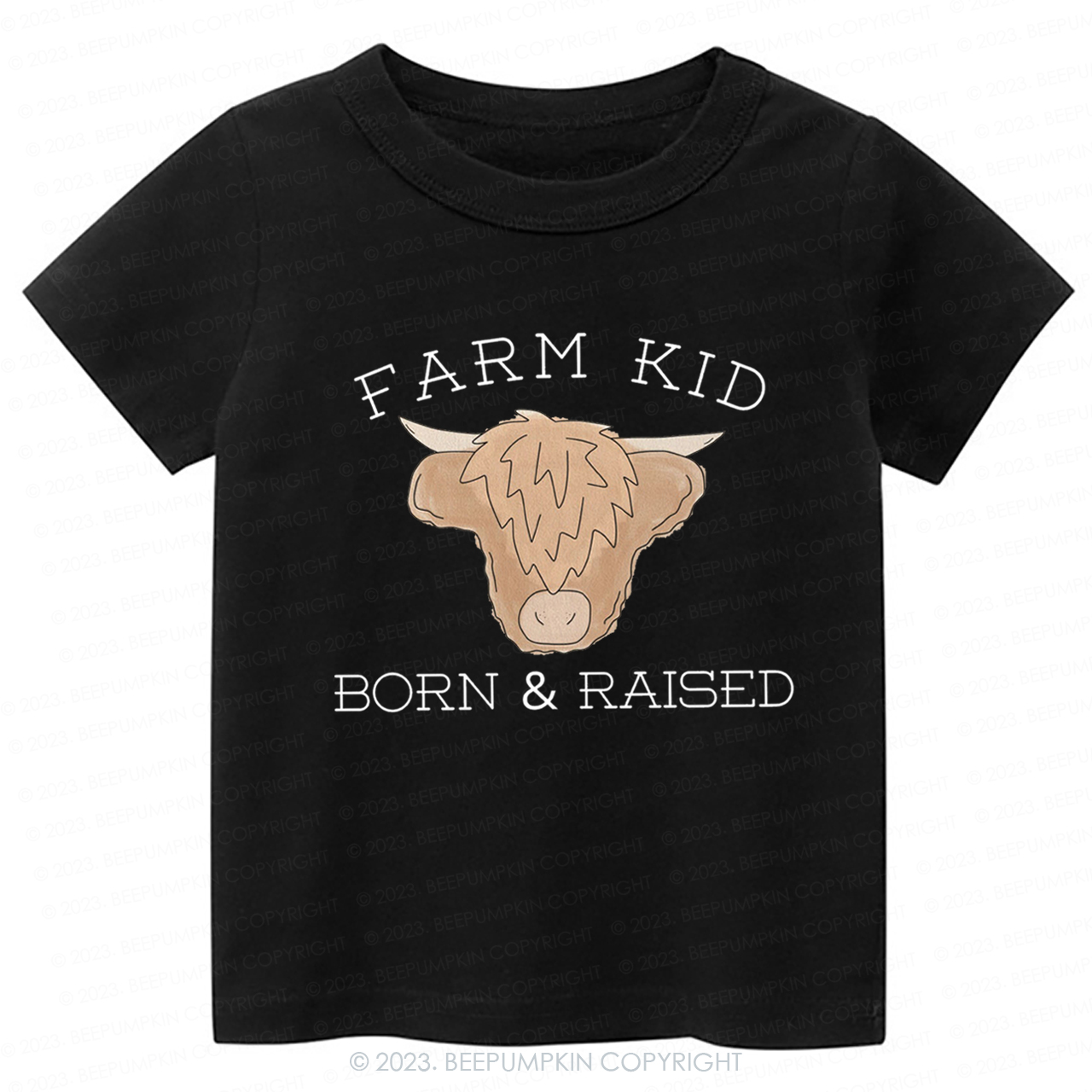 Farm Kid Born And Raised Kids Shirt