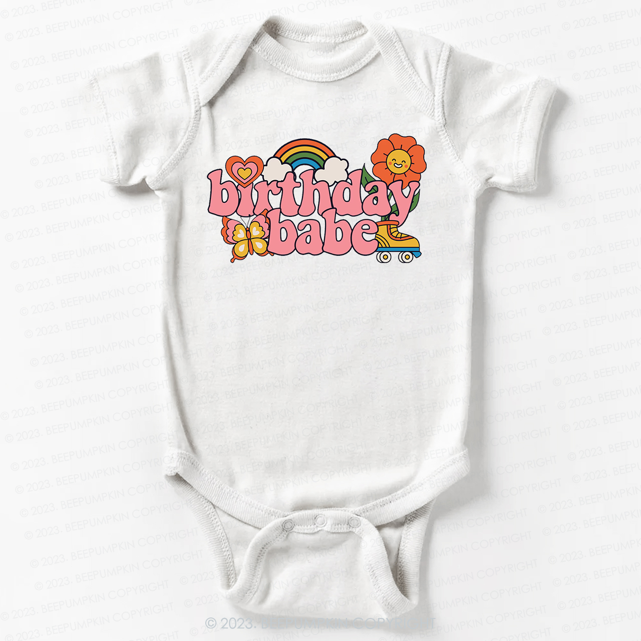 Pink Retro Birthday Babe Bodysuit For Baby