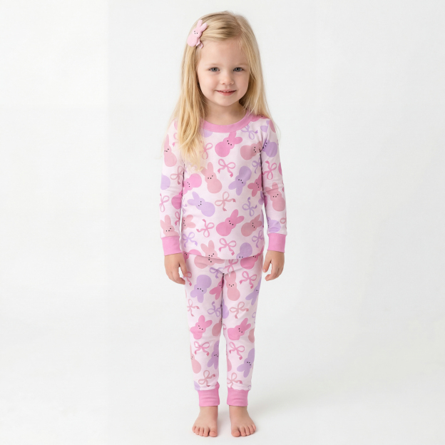 Easter Candy and Bows Two-Piece Pajama Set For Kids