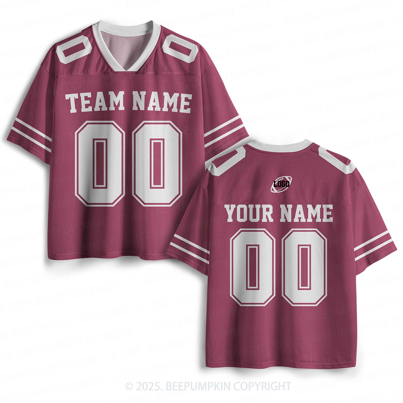 Personalized Team Name & Number Maroon Adult Sport Jersey Beepumpkin