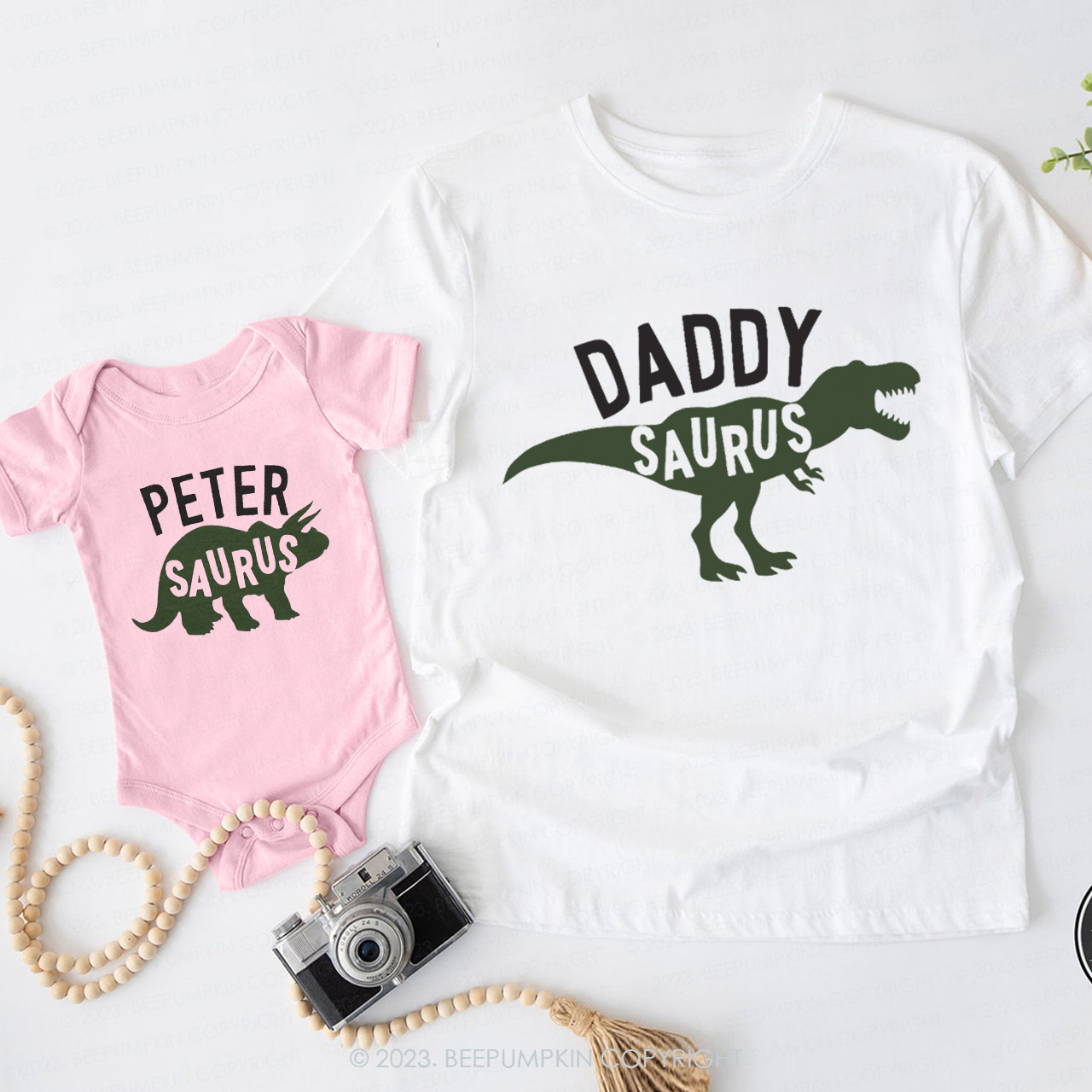 Cute Dinosaur Daddy And Me Matching Shirt