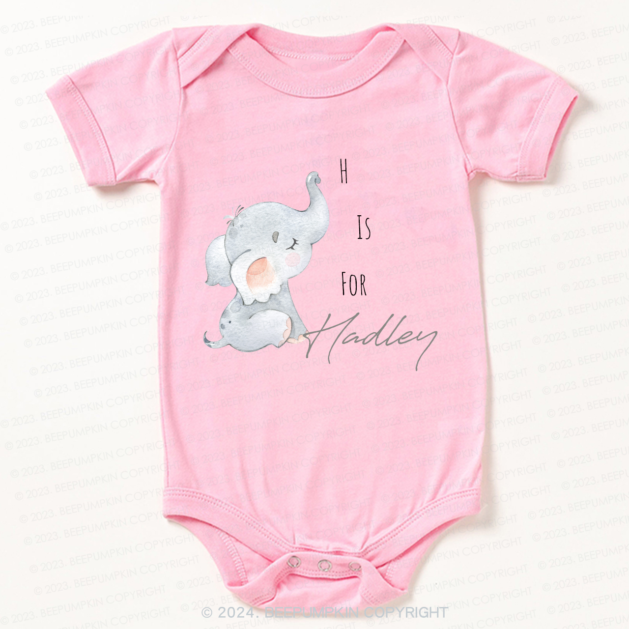 Personalized Elephant Letter Bodysuit For Baby 