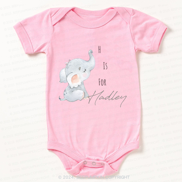 Personalized Elephant Letter Bodysuit For Baby 