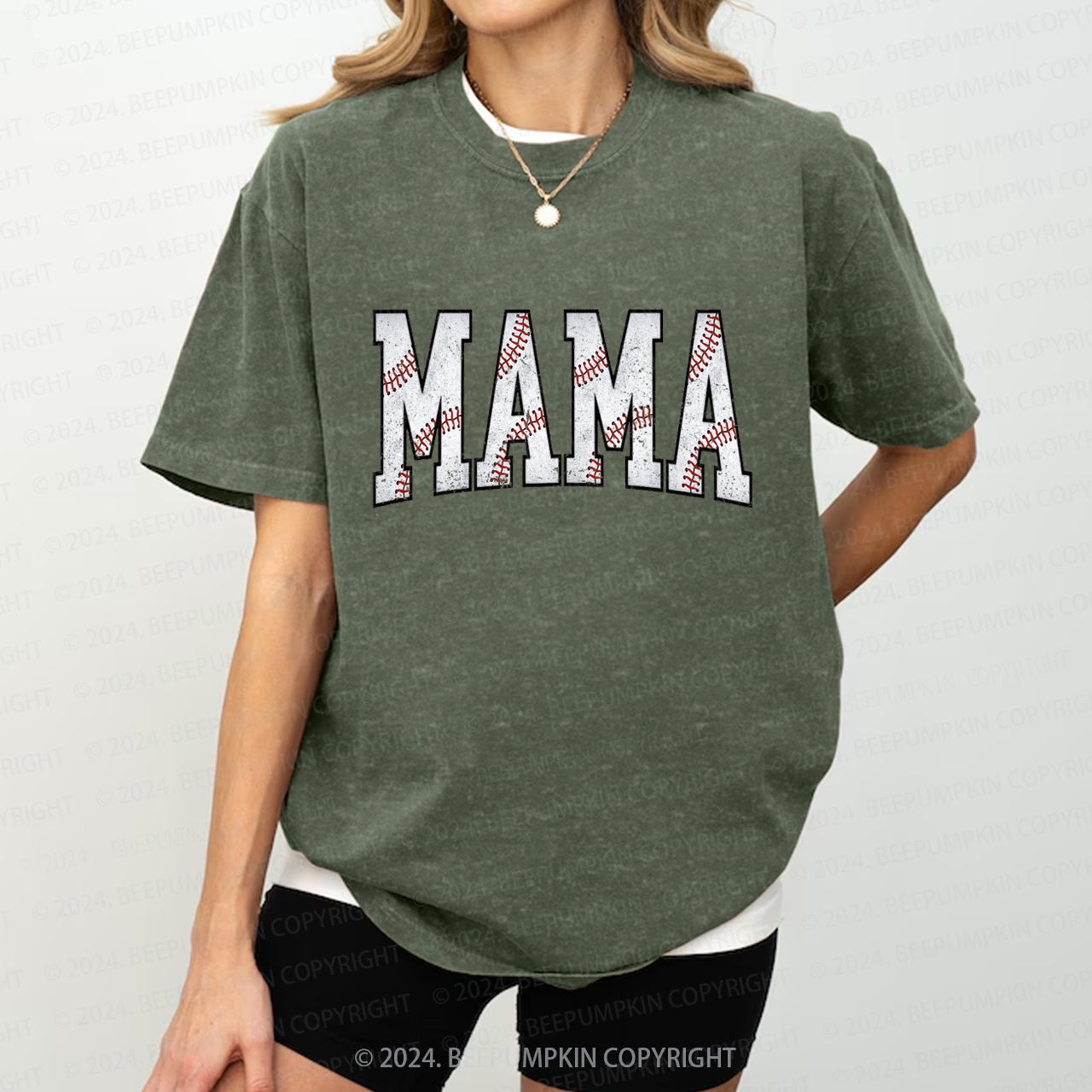 Cute Baseball Mama Washed T-Shirts 
