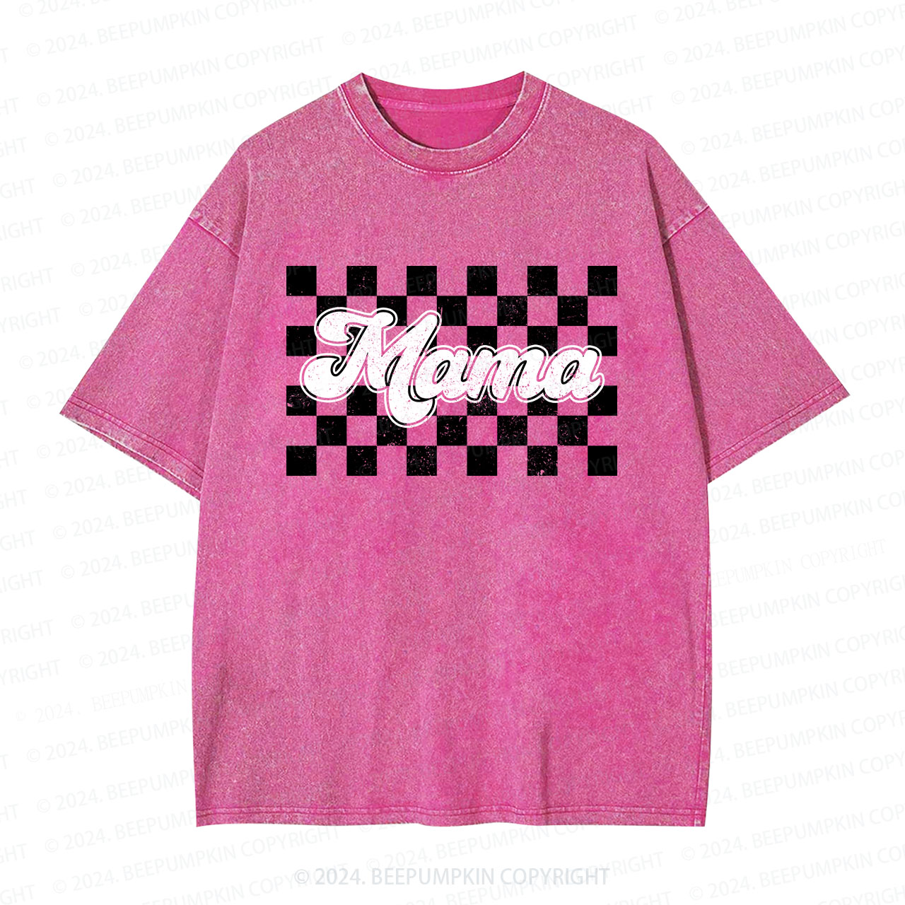 Checkered Cool Mama Washed T-Shirts 