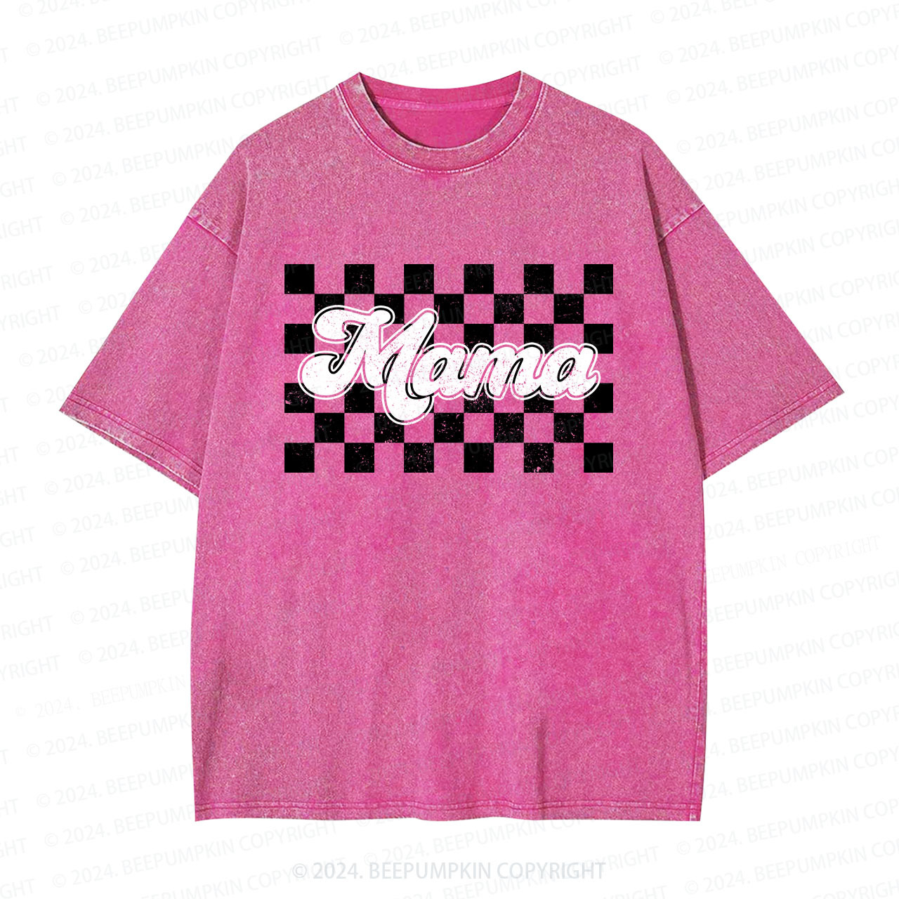 Checkered Cool Mama Washed T-Shirts 