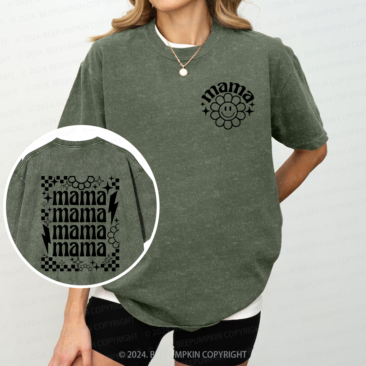 Retro Mama Sunflower Mama Washed Tees