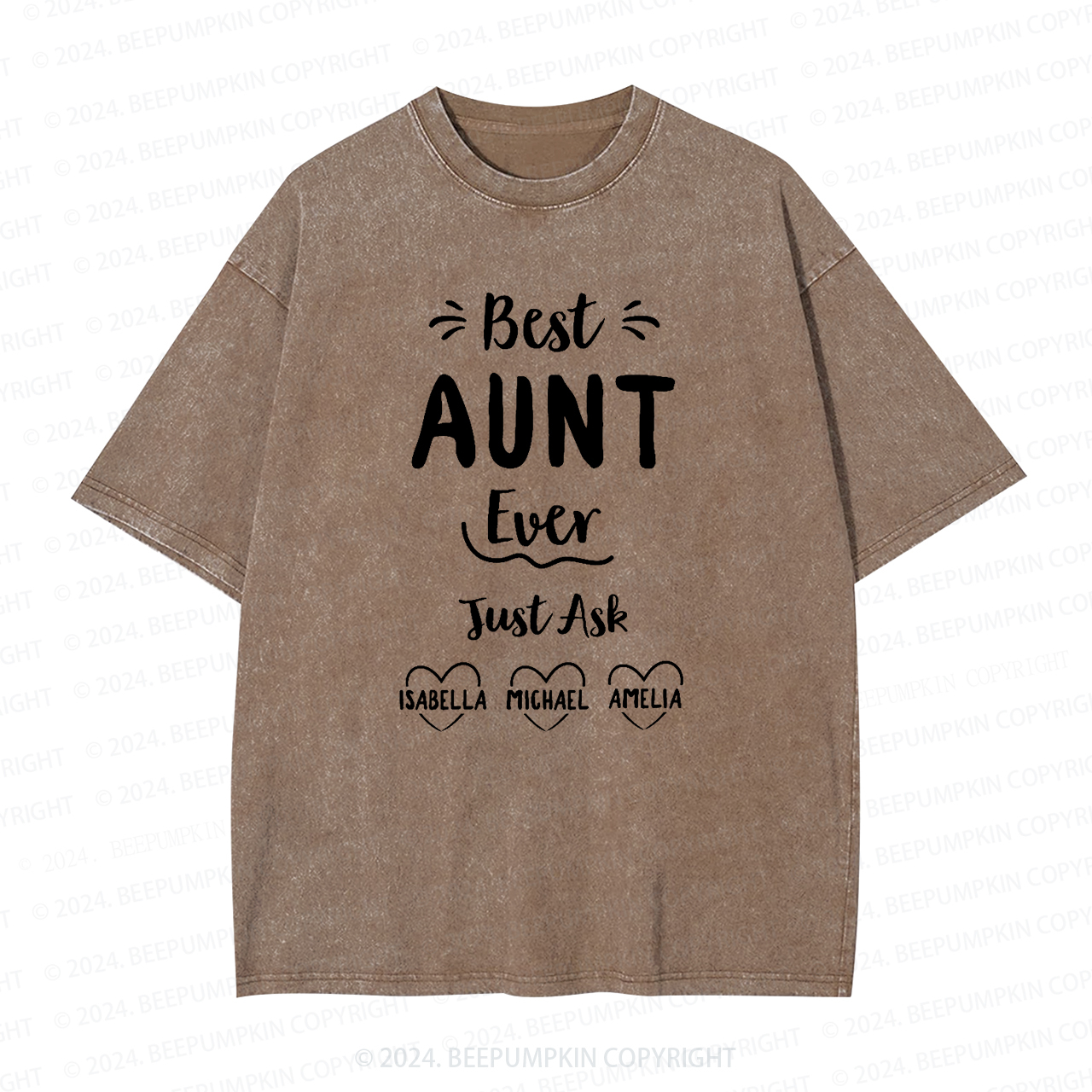 Personalized Best Ever Aunt Washed Tees