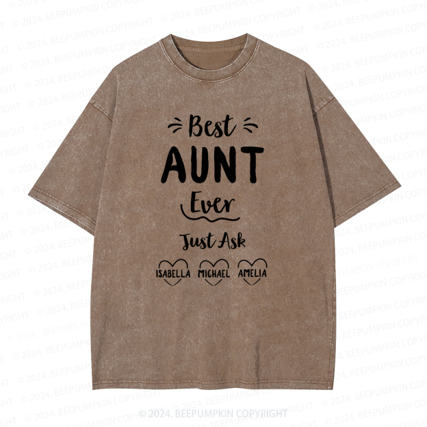 Personalized Best Ever Aunt Washed Tees
