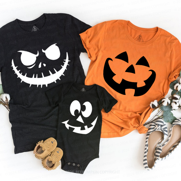  Halloween Pumpkin Face Family Matching Shirts