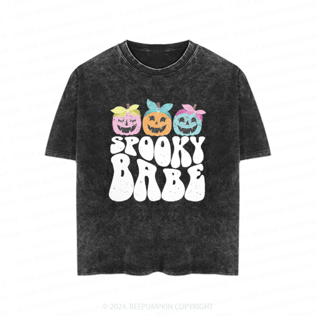 Spooky Babe Halloween Toddler&Kids Washed Tees          
