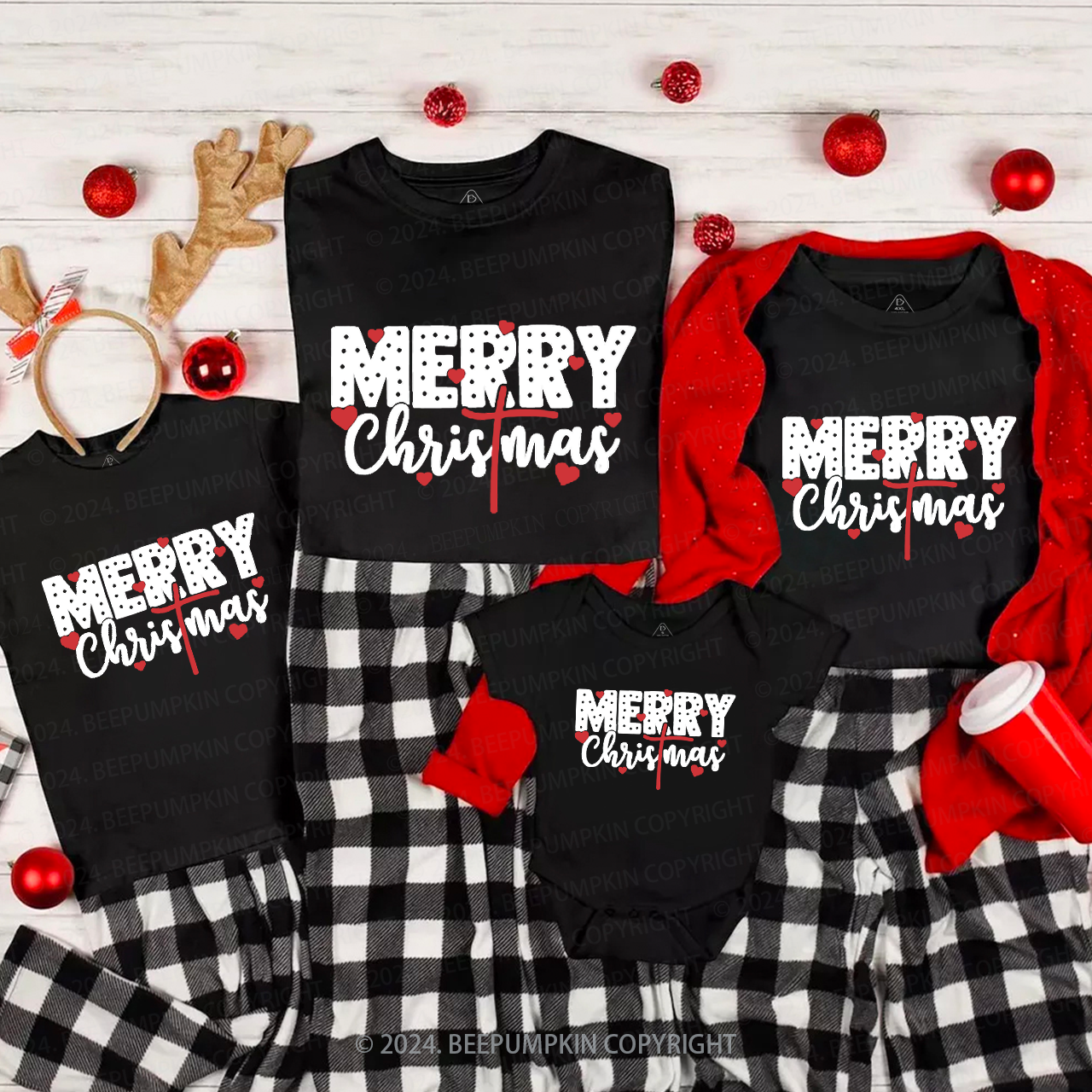 Merry Christmas Heart Matching T-Shirts