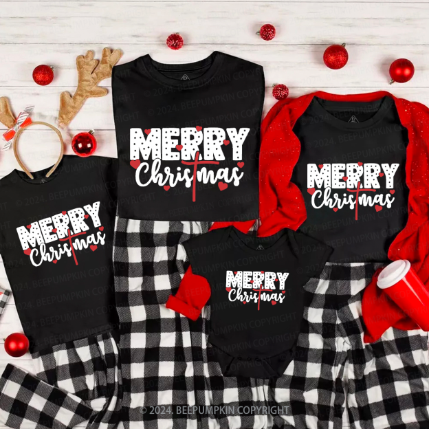 Merry Christmas Heart Matching T-Shirts