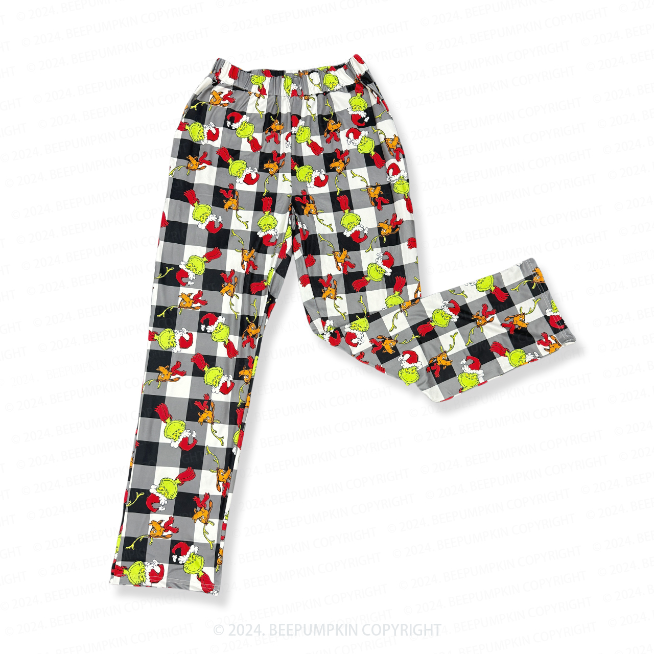 Black And White Green Monster Grinch Family Matching Pajama Pants