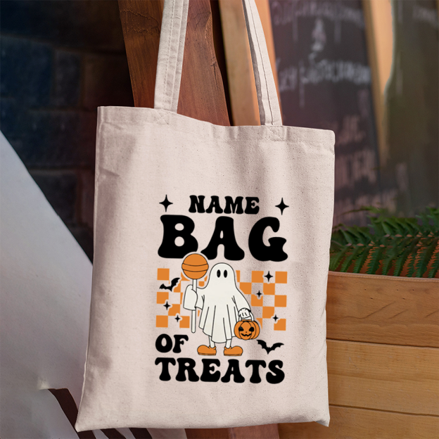 Personalized Bag Of Treats Halloween Ghost Tote Bag