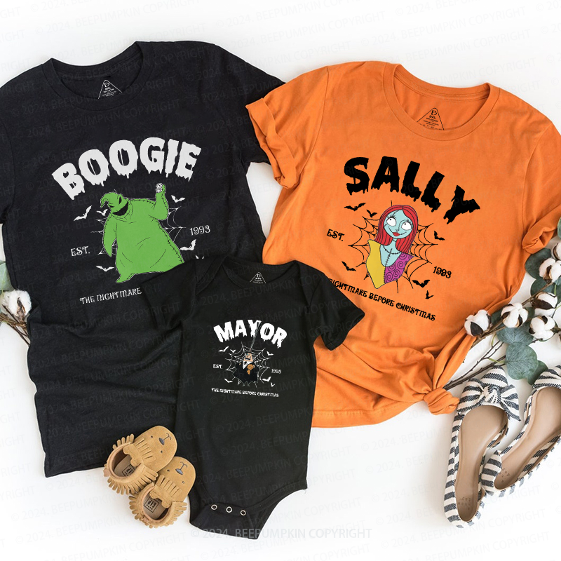 Vintage Nightmare Characters Group Halloween Family Matching Shirts