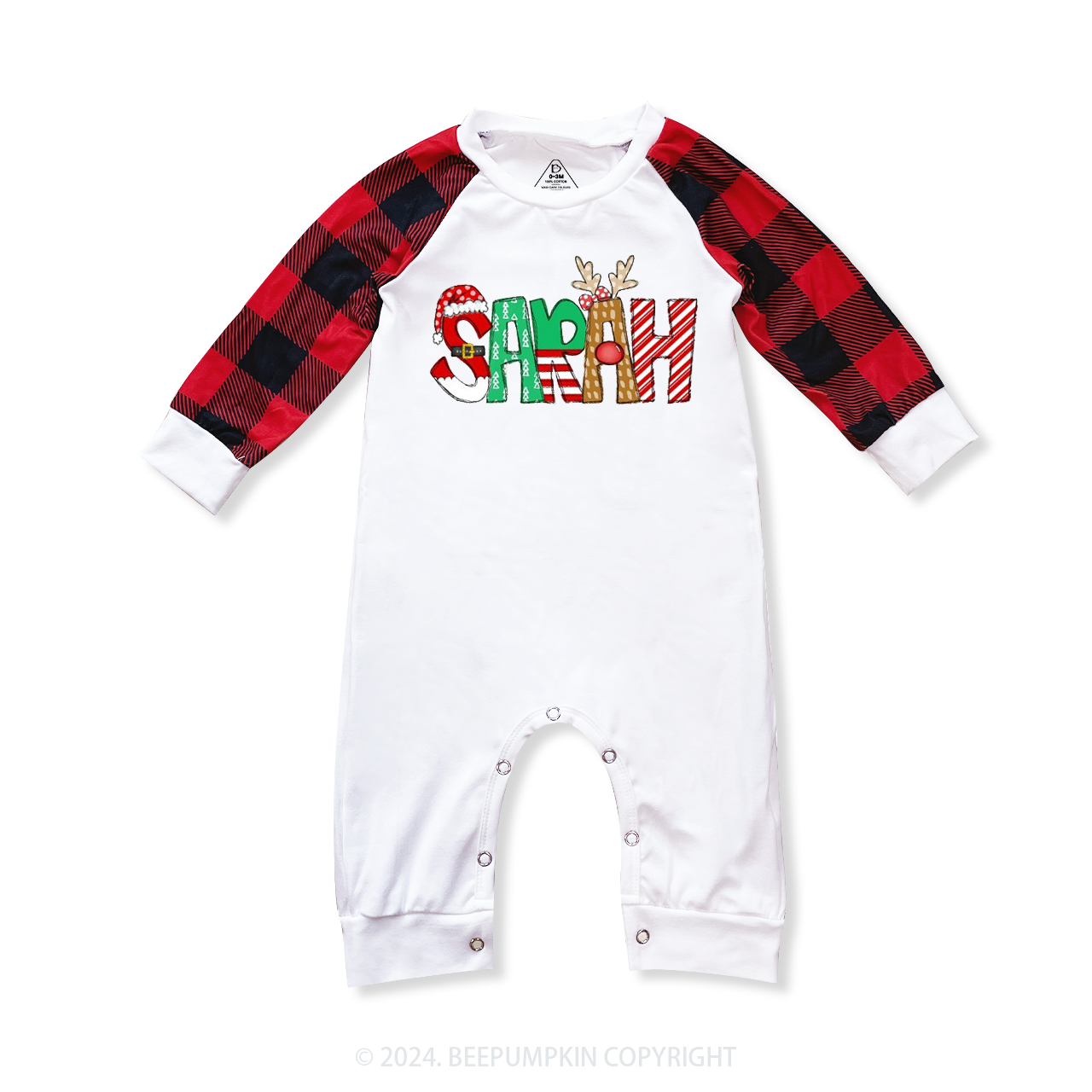 Personalized Cartoon Font Santa Family Matching Pajamas Beepumpkin