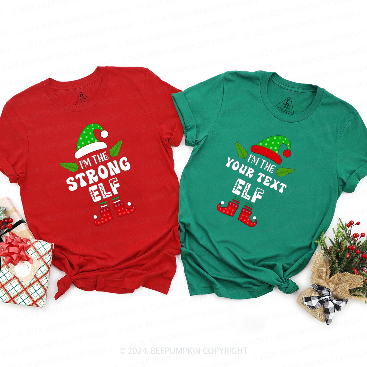 Elf Family Christmas Family Matching T-Shirts Beepumpkin