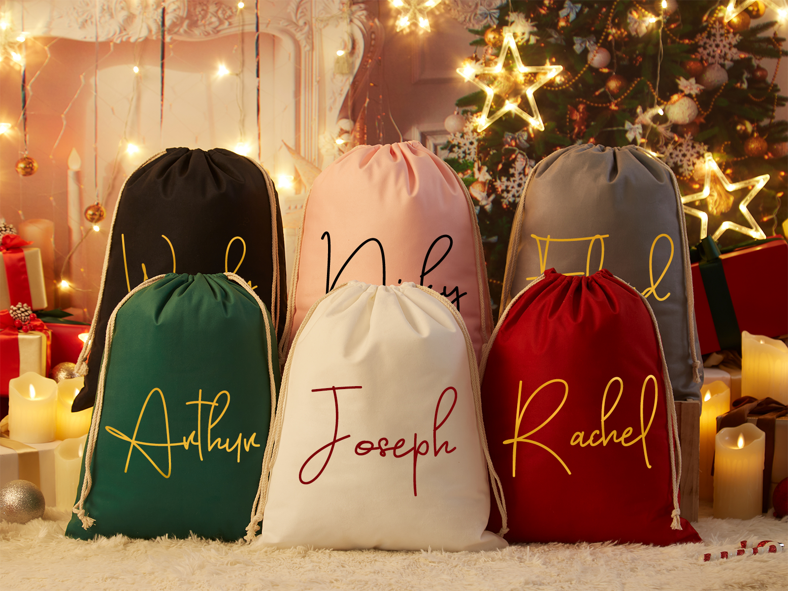 Personalized Christmas Large Capacity Gift Bag Drawstring Bag Beepumpkin