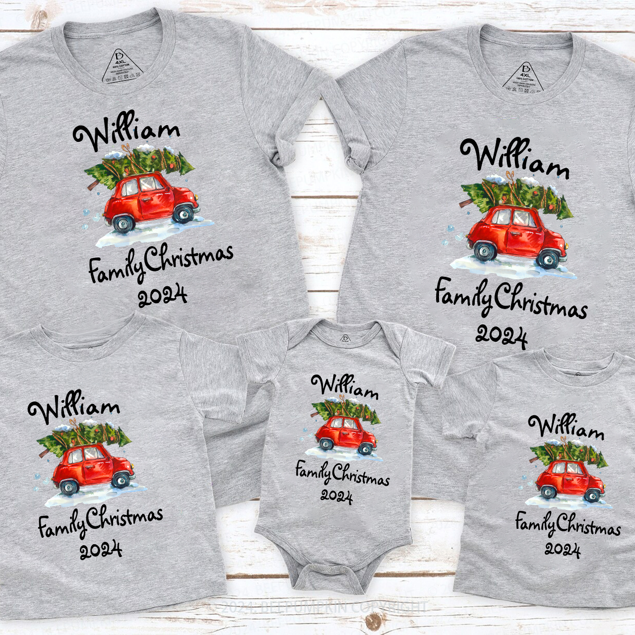 Personalized Christmas Car Family Matching Shirt