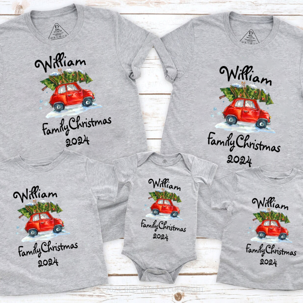 Personalized Christmas Car Family Matching Shirt