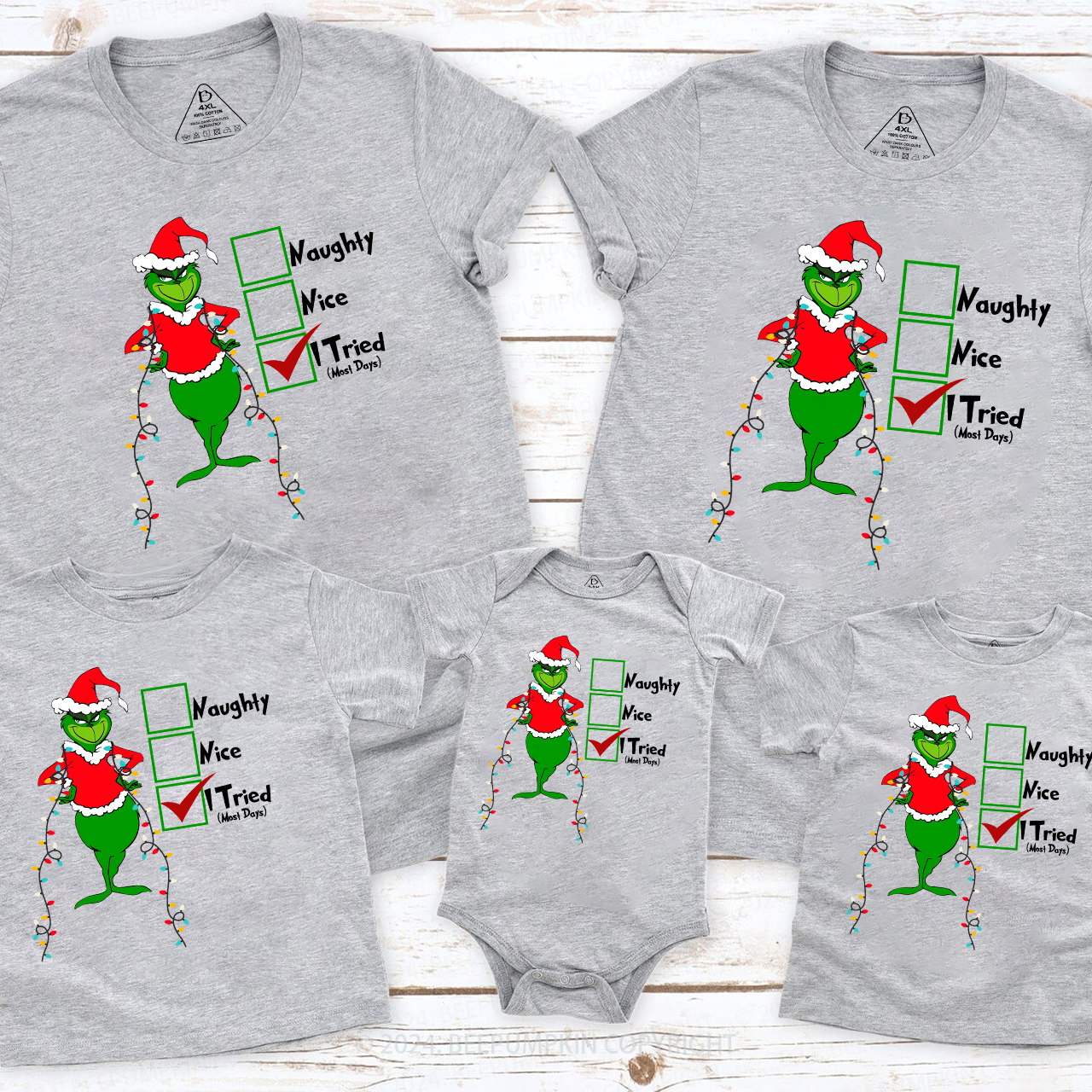 Cute Christmas Hats Lights Family Matching Shirt