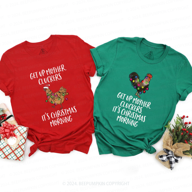 Funny Chicken Farm Christmas Matching T-Shirts Beepumpkin
