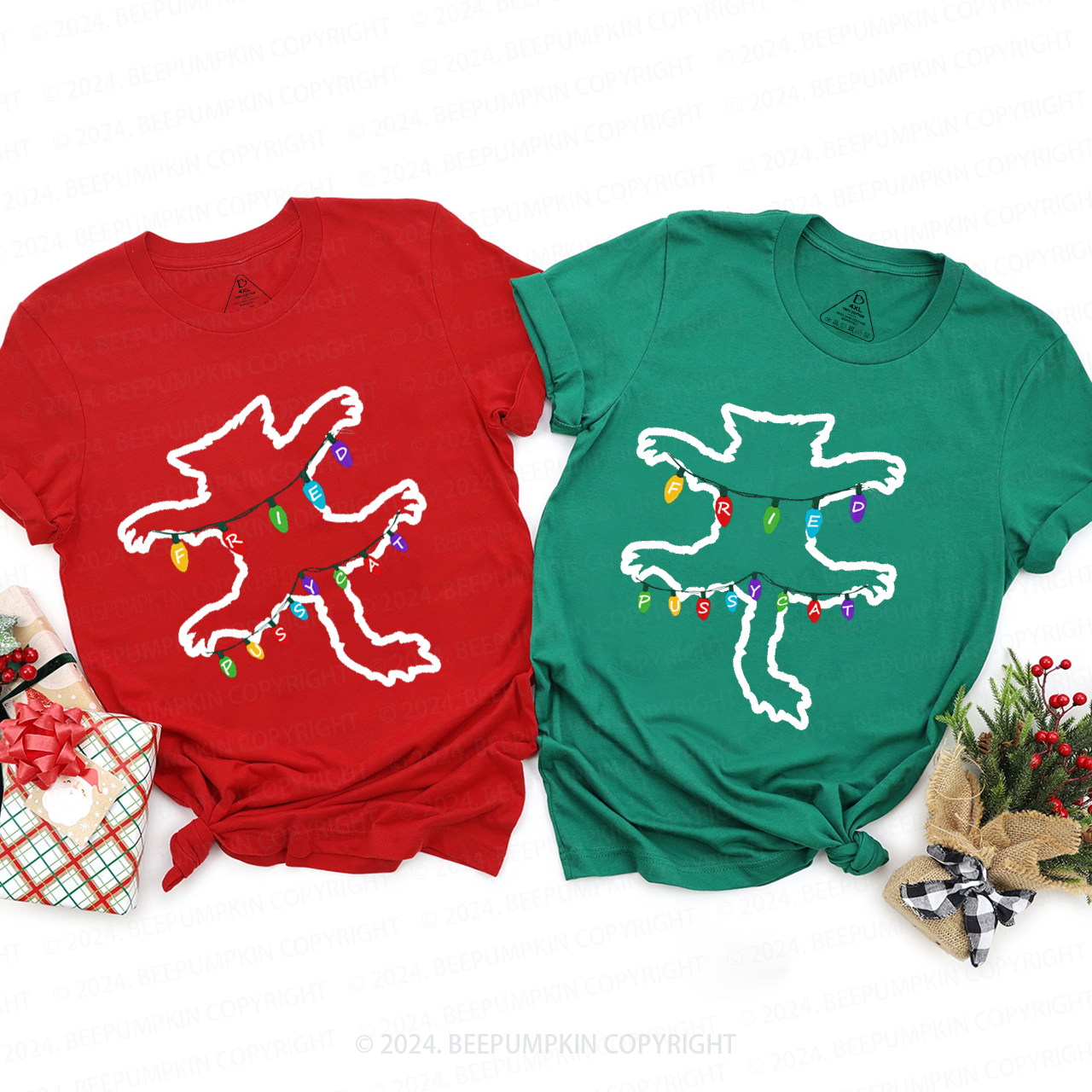 Christmas Vacation Fried Pussycat Family Matching T-Shirts Beepumpkin