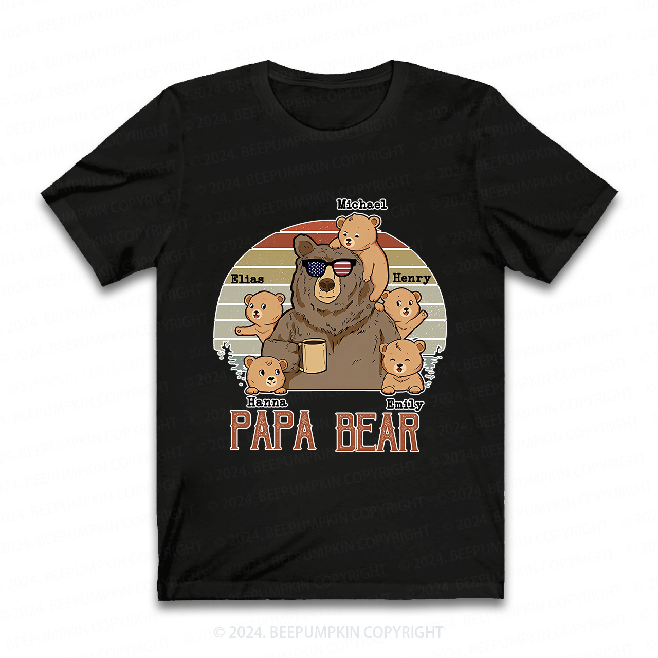 Personalized  Papa Bear And Kids Names T-Shirt 