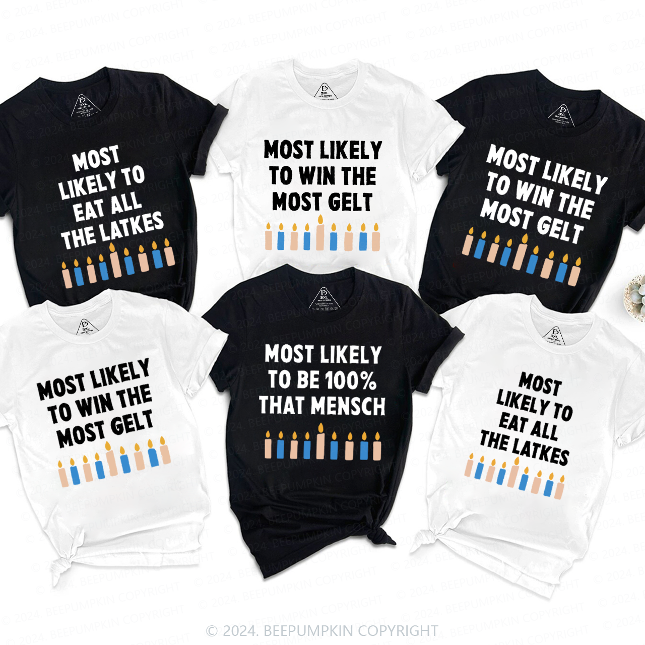 Personalized Funny Jewish Top Hanukkah Family Matching T-Shirts