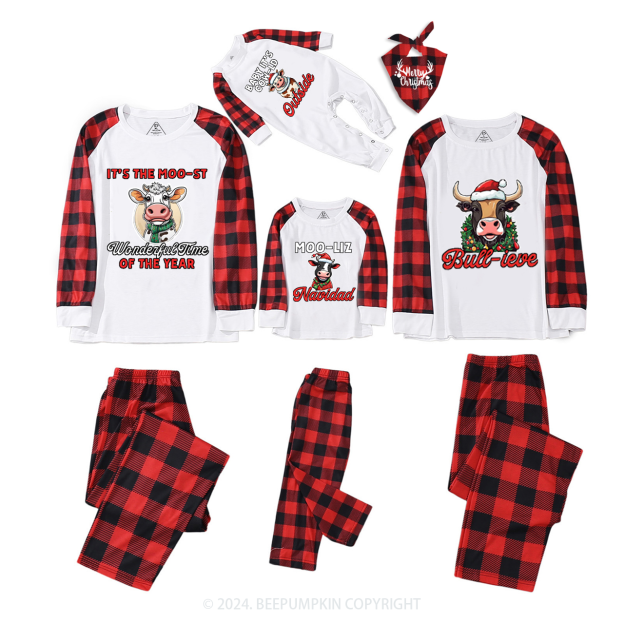 Personalized Christmas Cow Family Matching Pajama Set Beepumpkin