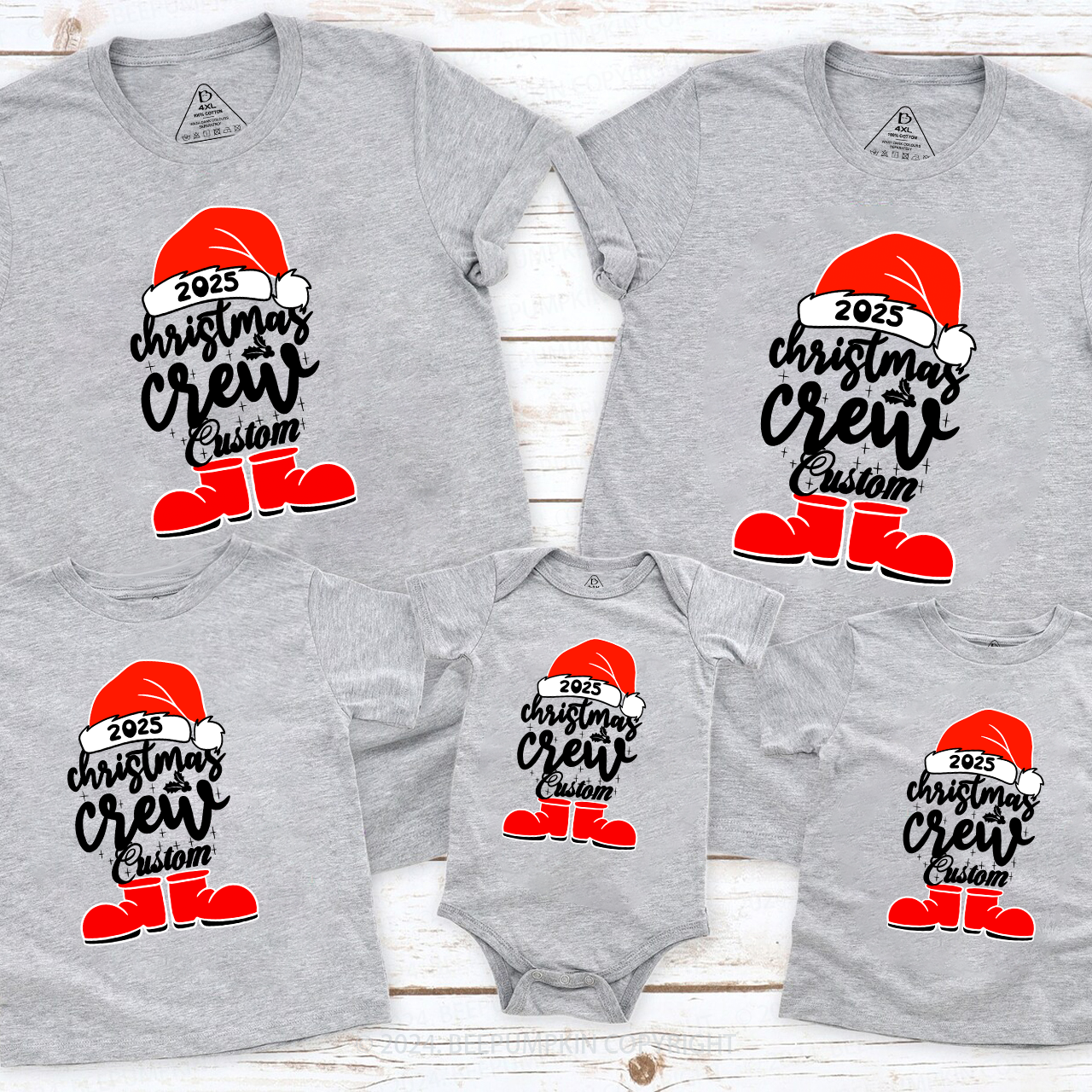 Personalized Name Christmas Crew 2025 Family Matching T-Shirts Beepumpkin