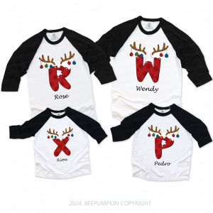 Image of Monogrammed Family Christmas Gift Family Matching Raglan Sleeves T-Shirts Beepumpkin