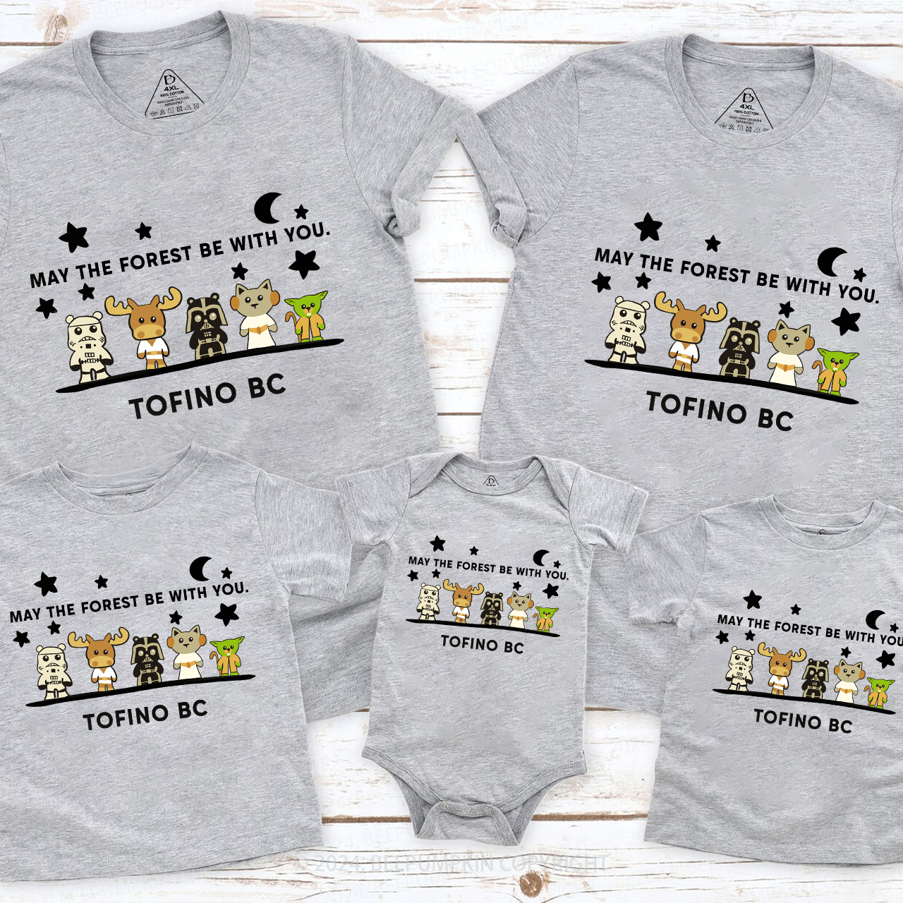 Moon And Star Christmas Family Matching T-Shirts Beepumpkin