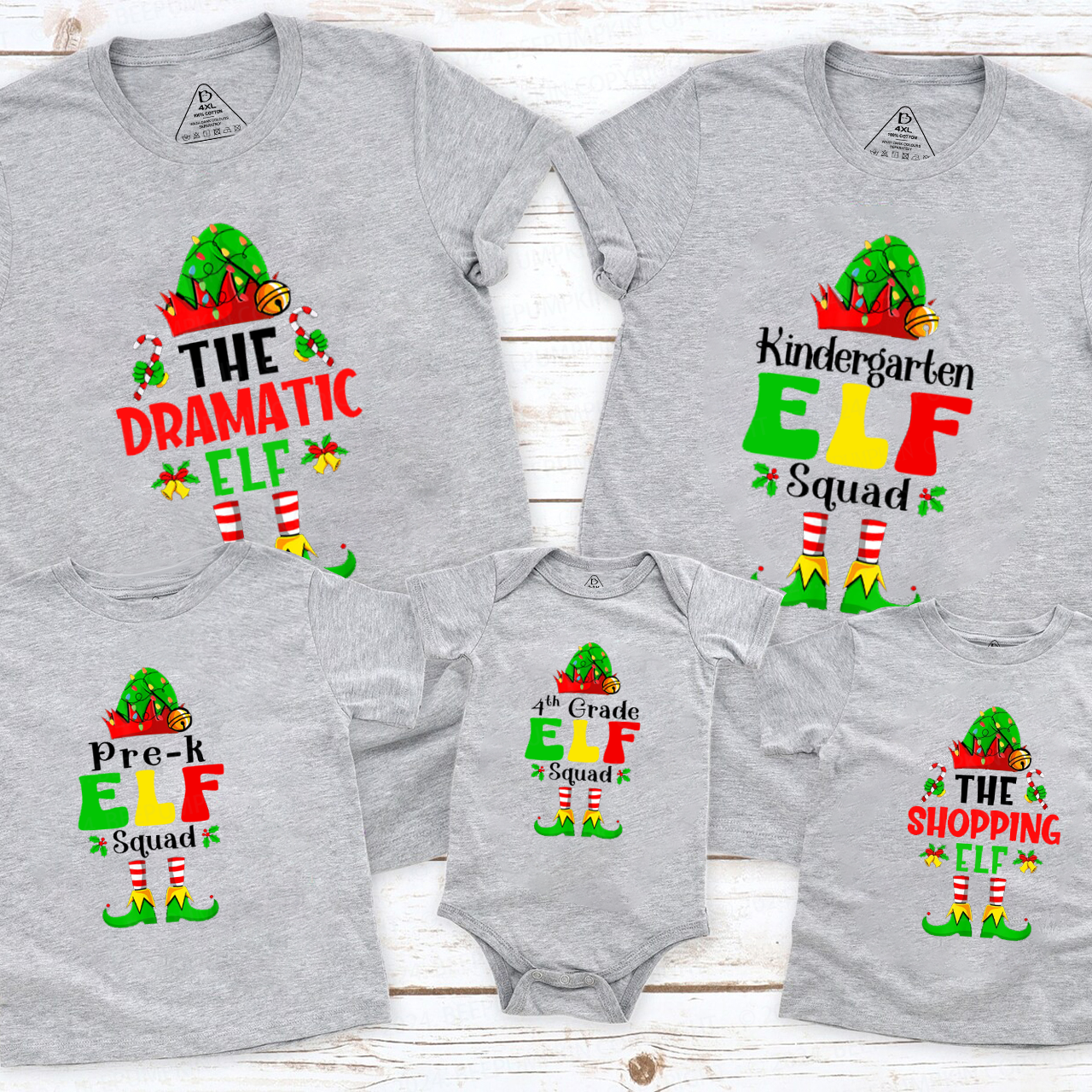 Christmas ELF Family Party Family Matching T-Shirts Beepumpkin