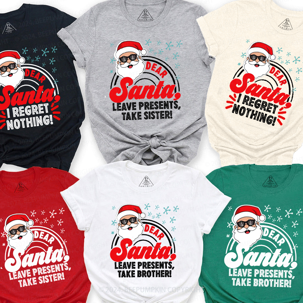 Personalized Dear Santa Family Group Family Matching T-Shirts Beepumpkin
