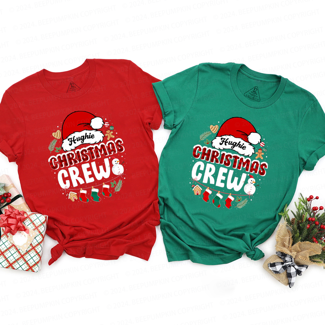 Personalized Christmas Crew Family Matching T-Shirts Beepumpkin