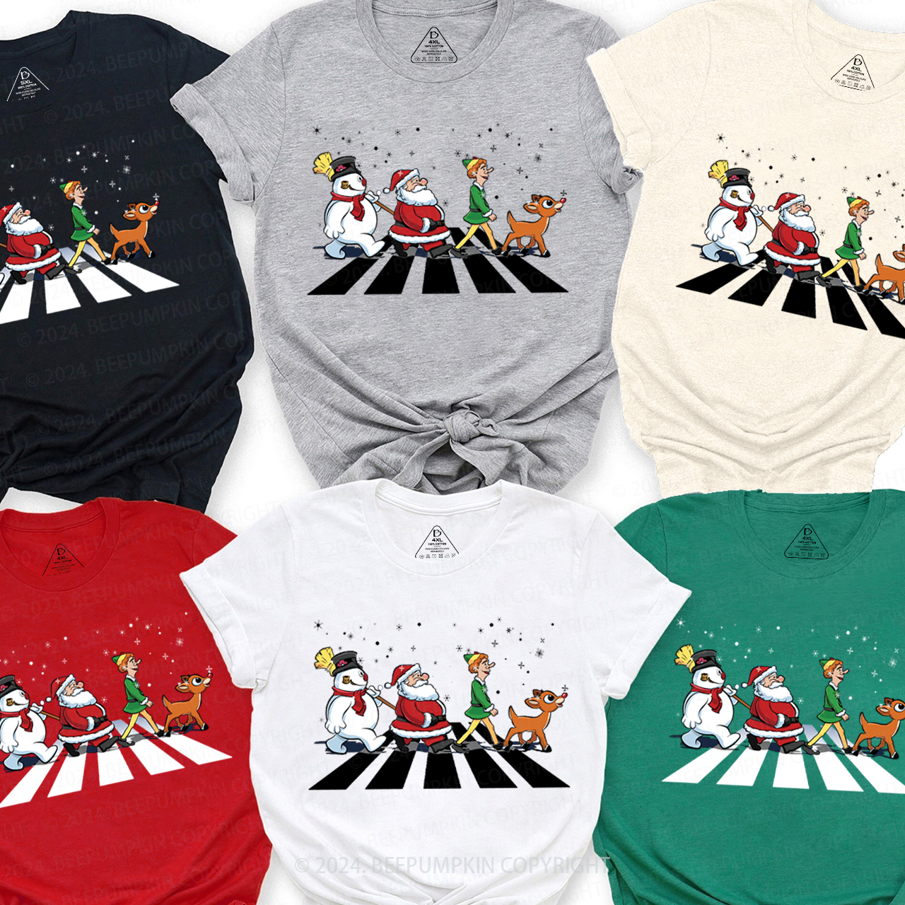 Santa Claus Crossing the Road Family Matching T-Shirts Beepumpkin
