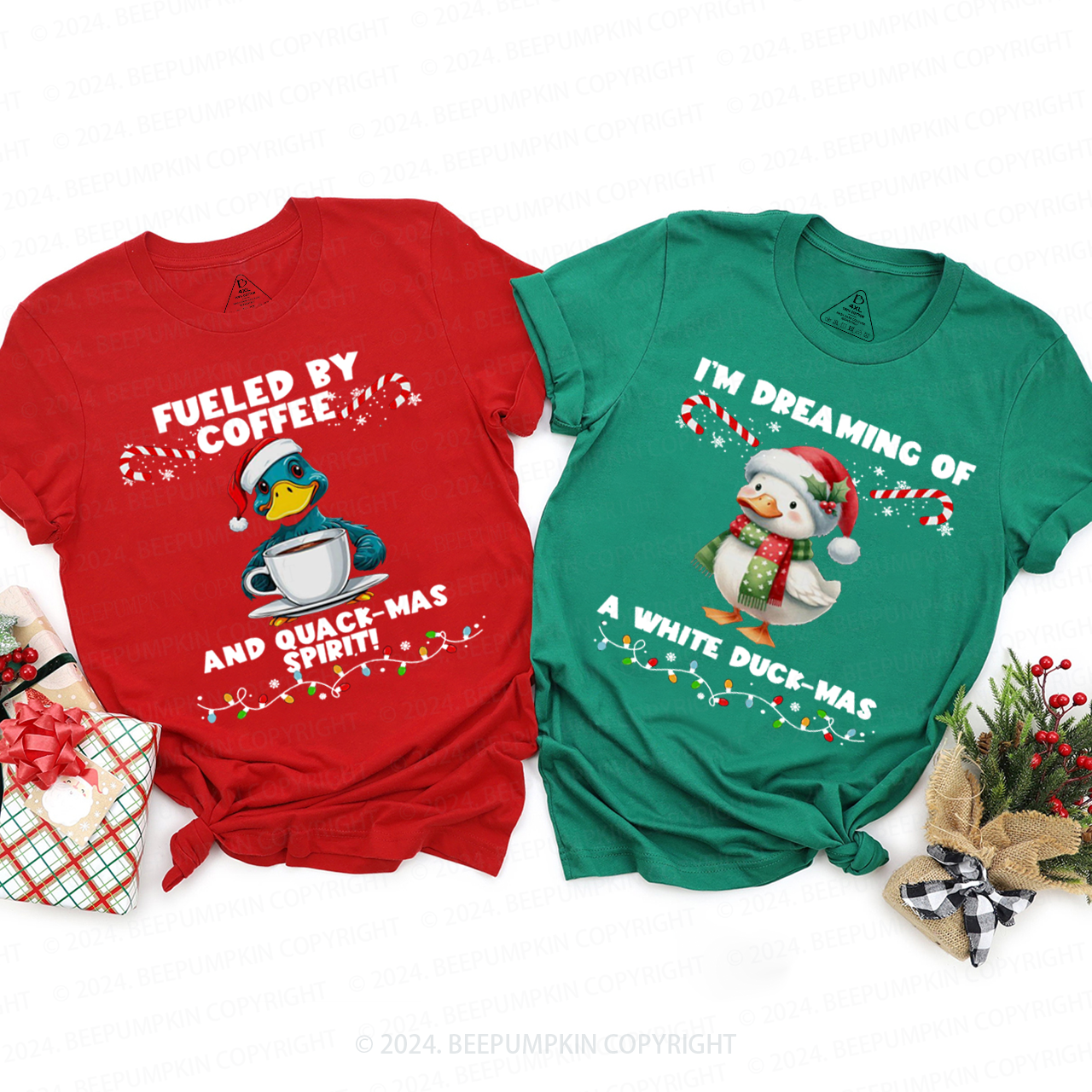 Personalized Christmas Ducks Family Matching T-Shirts Beepumpkin