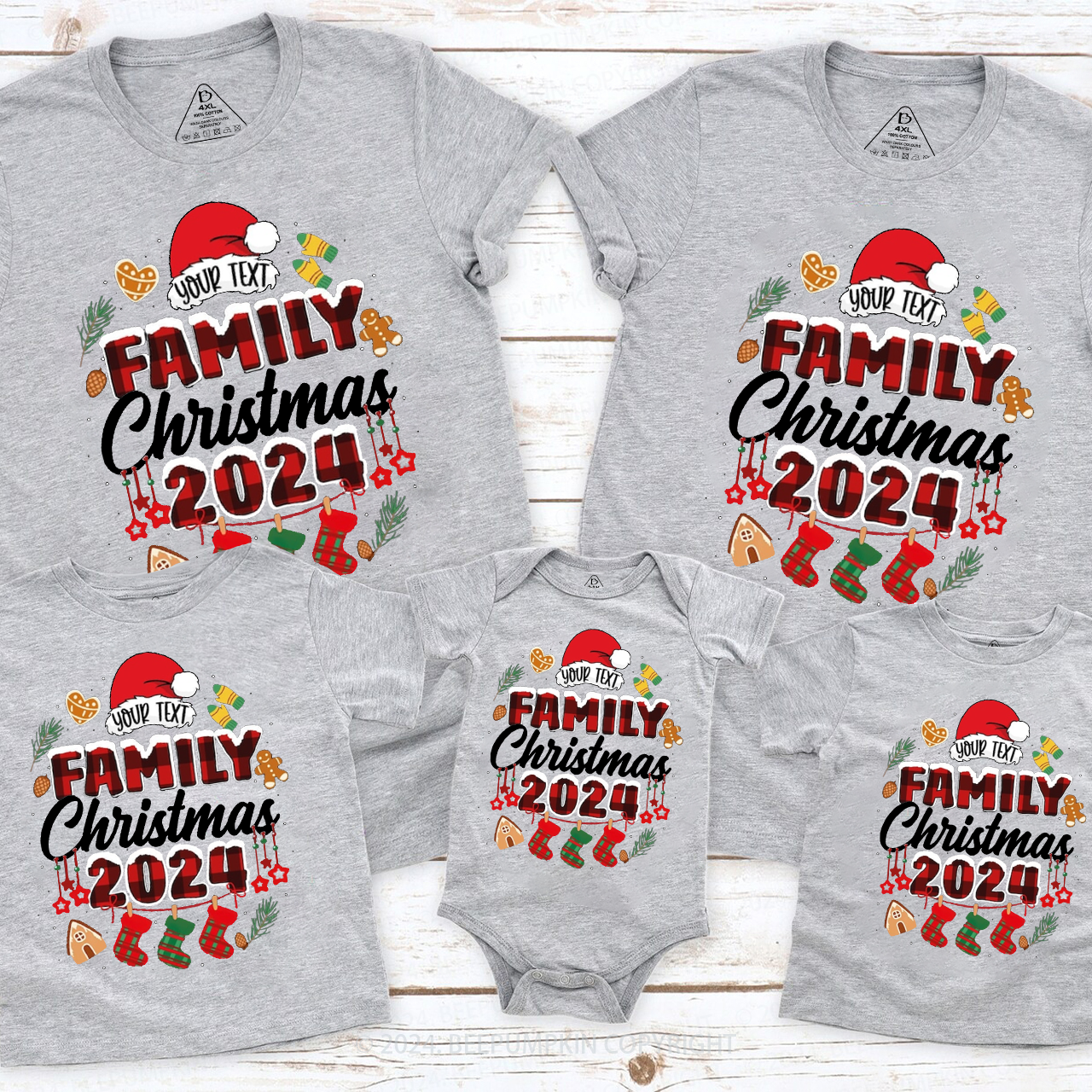 Personalized Gingerbread Snowflakes Family Matching T-Shirts Beepumpkin
