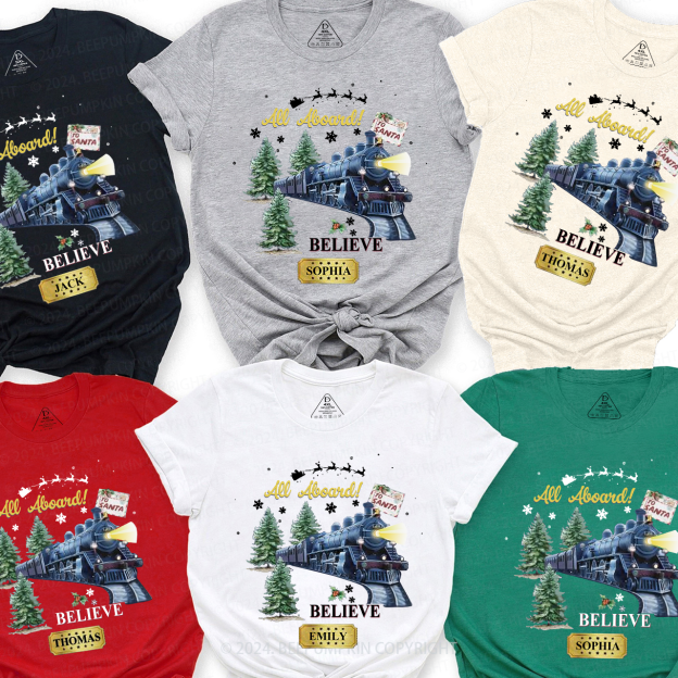 Personalized Train And Tree Family Matching T-Shirts Beepumpkin