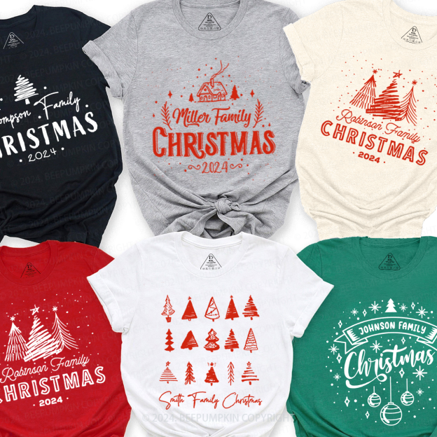 Personalized Various Christmas Tree Family Matching T-Shirts Beepumpkin