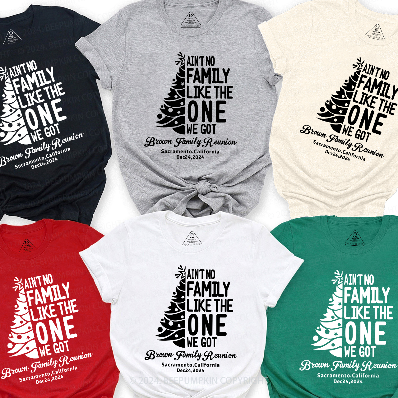 Personalized Ain't No Family Like The One We Got Christmas Matching T-Shirts Beepumpkin