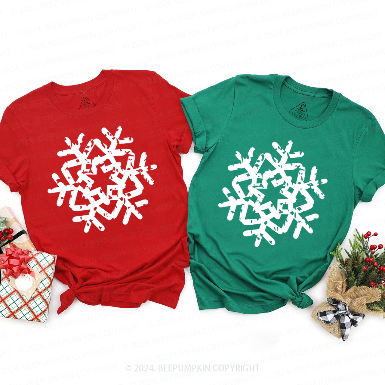 Snowflake Christmas Family Matching T-Shirts Beepumpkin