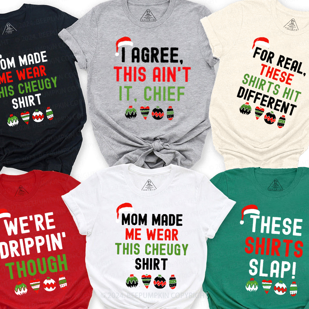 Personalized Funny Christmas Family Matching T-Shirts Beepumpkin