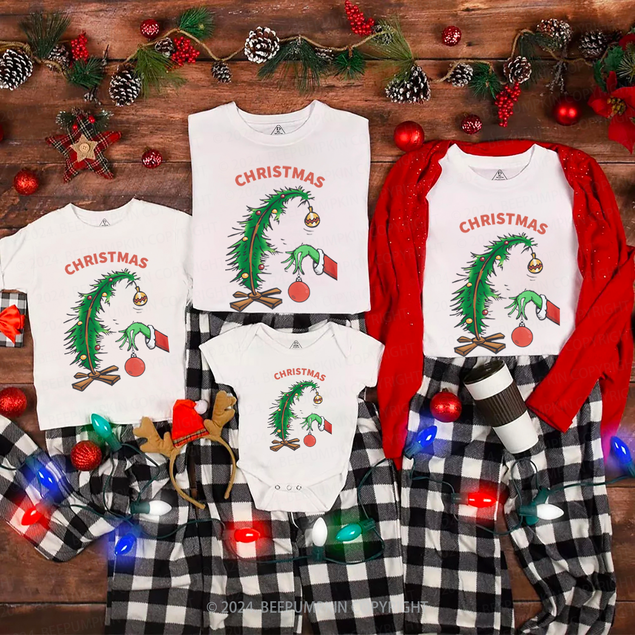 Christmas Bright Tree Family Matching T-Shirts Beepumpkin