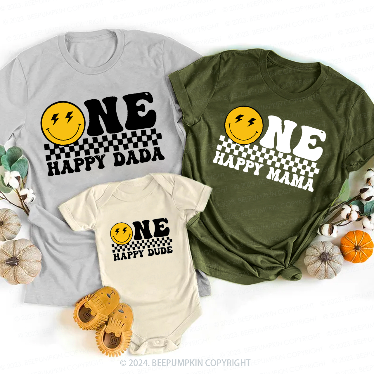 Personalized One Happy Dude Birthday Family Matching Tees Beepumpkin