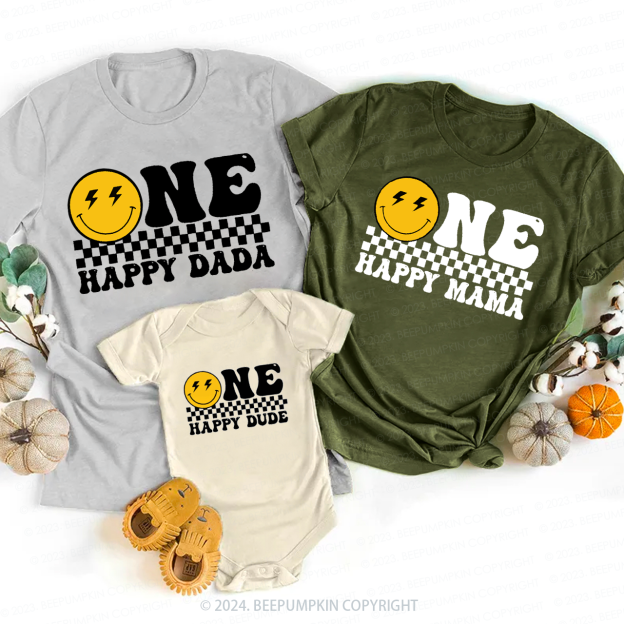 Personalized One Happy Dude Birthday Family Matching Tees Beepumpkin