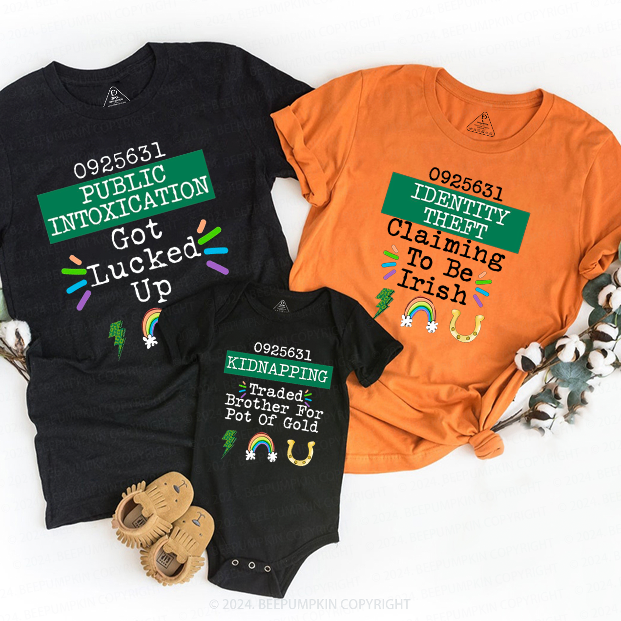 Lightning Rainbow St Patricks Day Family Matching T-Shirts Beepumpkin