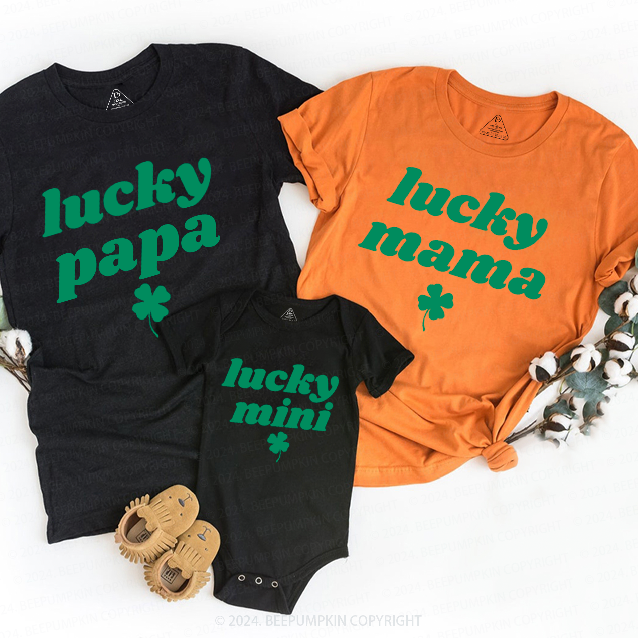 Lucky Mama Mini Green St patricks Family Matching T-Shirts Beepumpkin